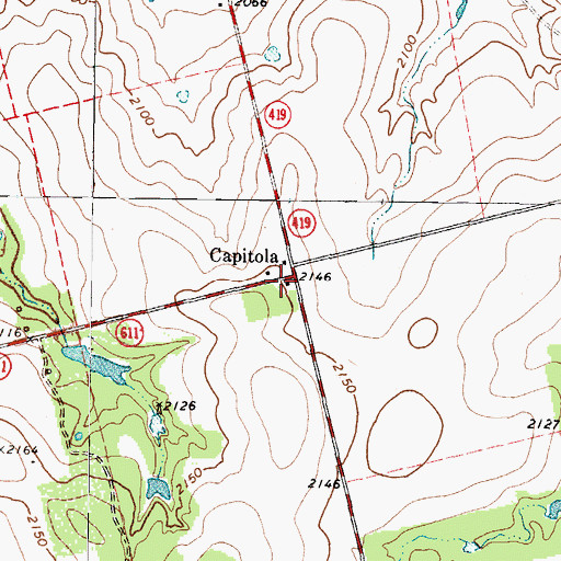 Topographic Map of Capitola, TX
