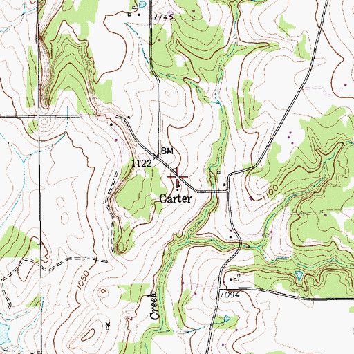 Topographic Map of Carter, TX
