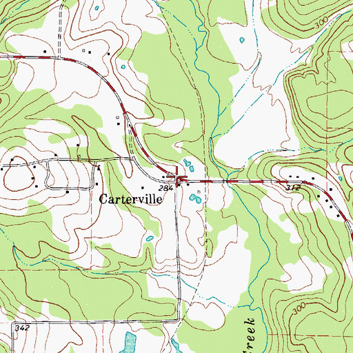 Topographic Map of Carterville, TX