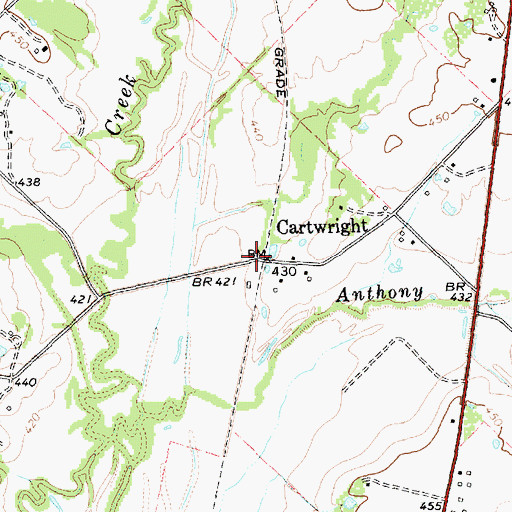 Topographic Map of Cartwright, TX