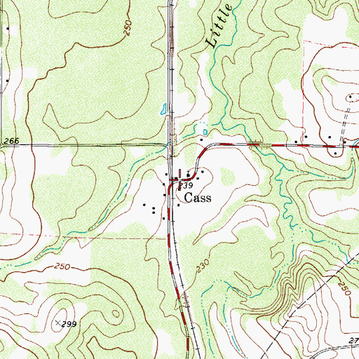 Topographic Map of Cass, TX