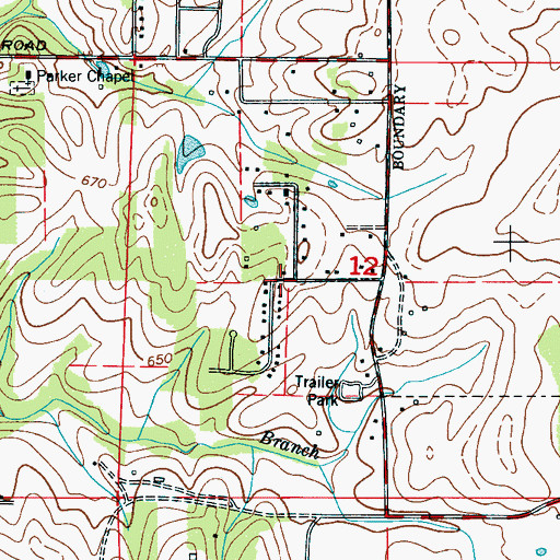 Topographic Map of Cedar Acres Church, AL
