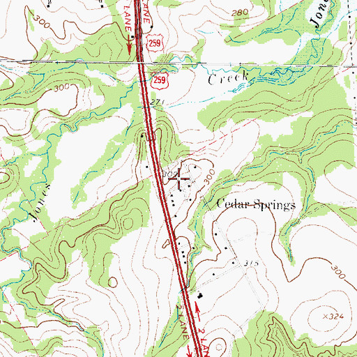 Topographic Map of Cedar Springs, TX
