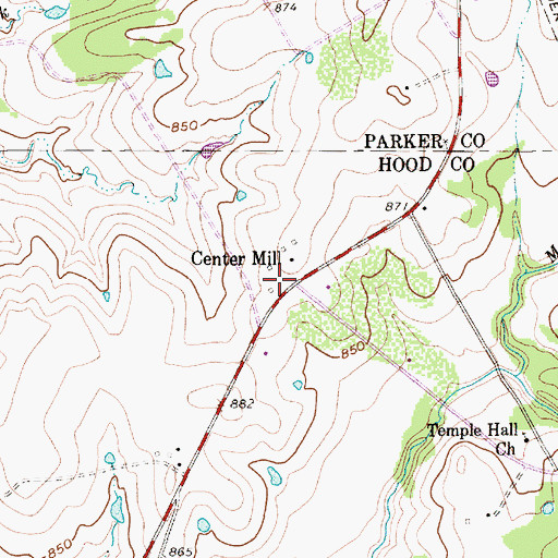 Topographic Map of Center Mill, TX