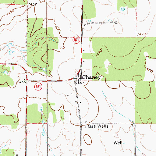 Topographic Map of Chaney, TX