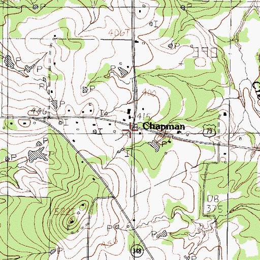 Topographic Map of Chapman, TX