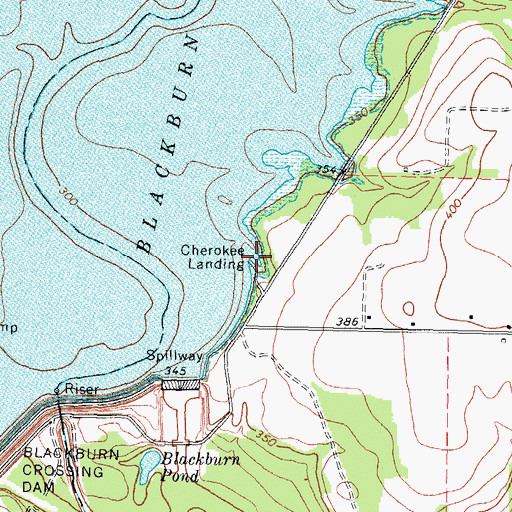 Topographic Map of Cherokee Landing, TX