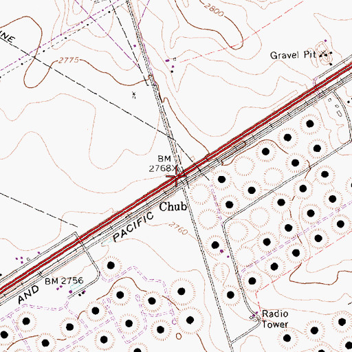 Topographic Map of Chub, TX