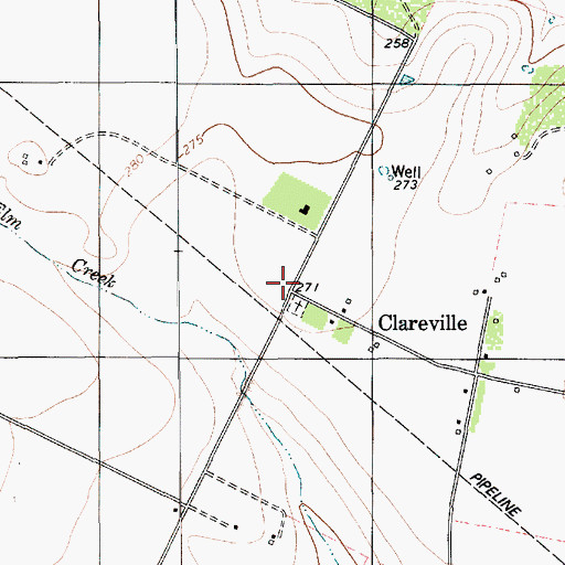 Topographic Map of Clareville, TX