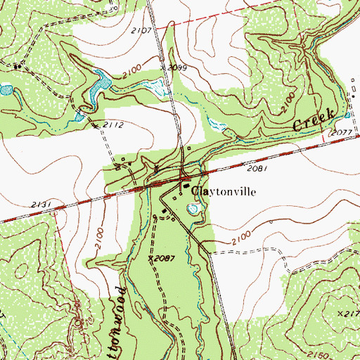 Topographic Map of Claytonville, TX