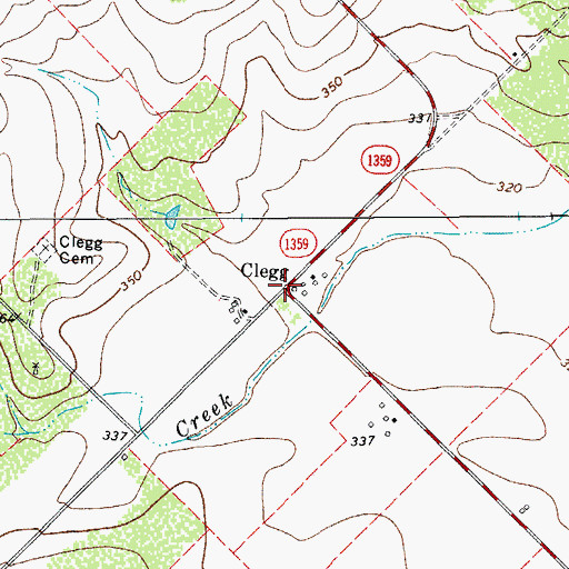 Topographic Map of Clegg, TX