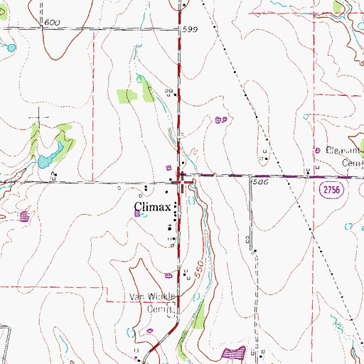Topographic Map of Climax, TX