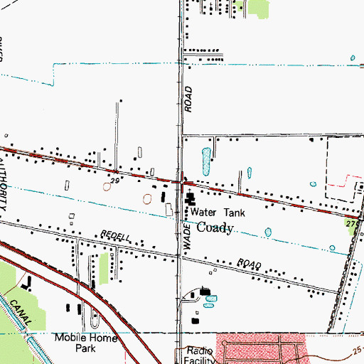 Topographic Map of Coady, TX