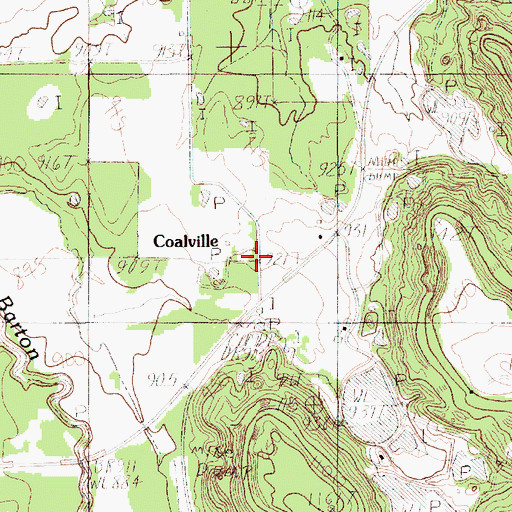 Topographic Map of Coalville, TX