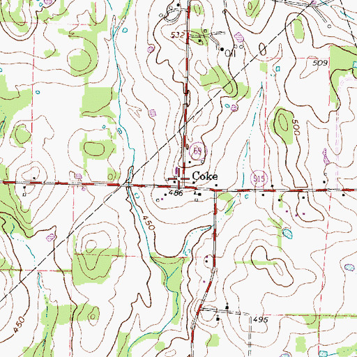 Topographic Map of Coke, TX