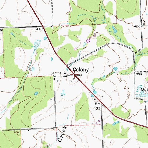 Topographic Map of Colony, TX
