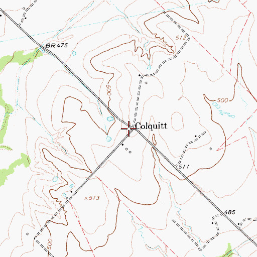 Topographic Map of Colquitt, TX