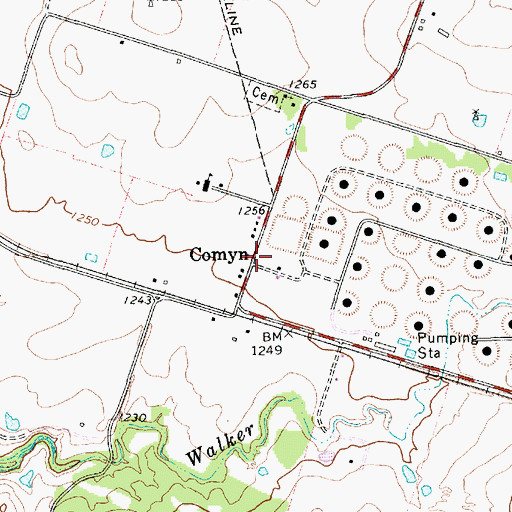 Topographic Map of Comyn, TX