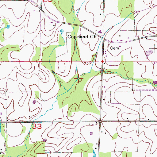Topographic Map of Copeland Branch, AL