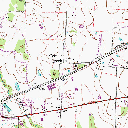 Topographic Map of Cooper Creek, TX