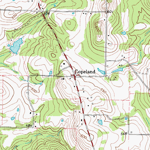 Topographic Map of Copeland, TX