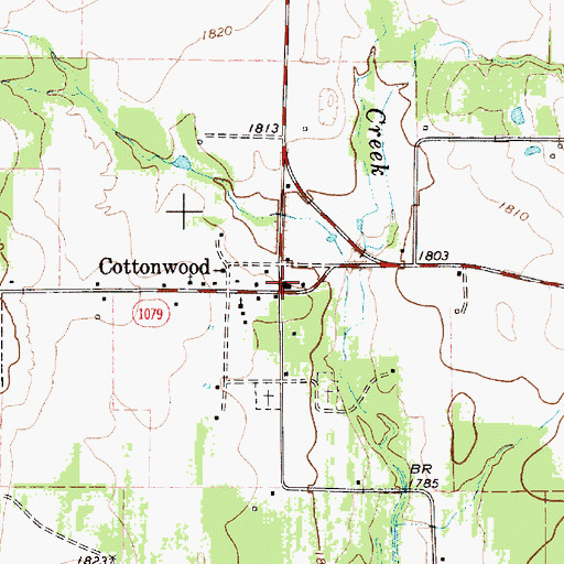 Topographic Map of Cottonwood, TX