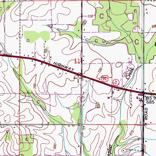 Topographic Map of Coxey Church, AL