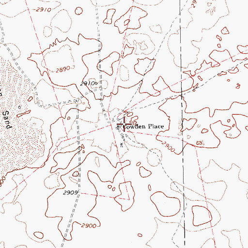 Topographic Map of Cowden Place, TX