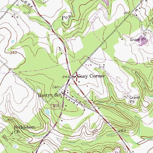 Topographic Map of Cozy Corner, TX