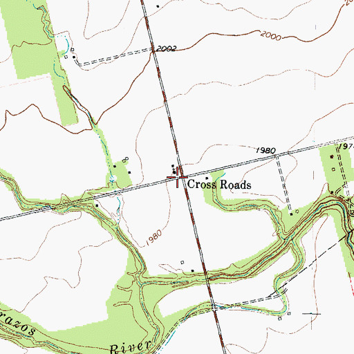 Topographic Map of Cross Roads, TX