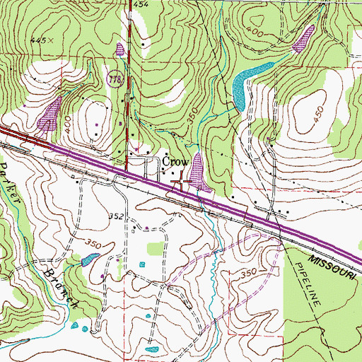 Topographic Map of Crow, TX