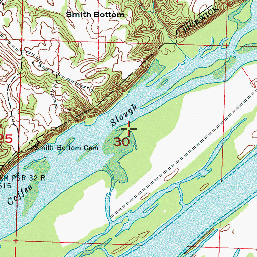 Topographic Map of Cow Ford Bar, AL