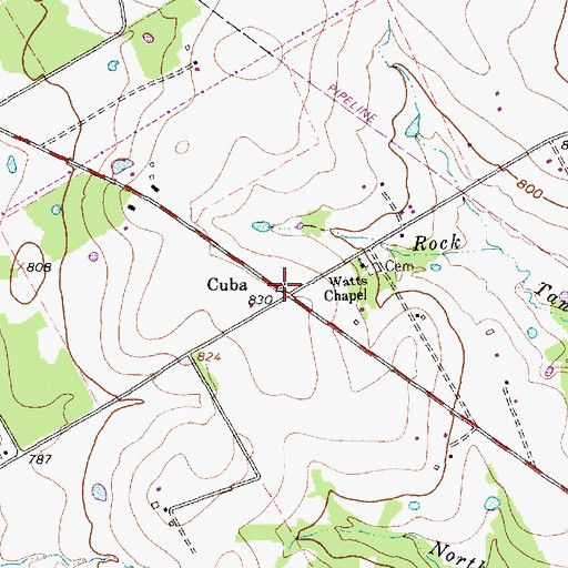 Topographic Map of Cuba, TX