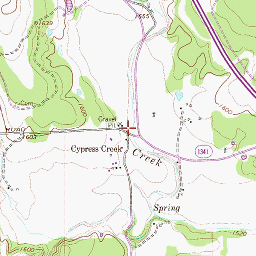 Topographic Map of Cypress Creek, TX