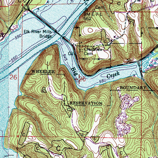 Topographic Map of Crenshaws Mill (historical), AL