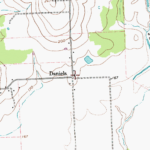 Topographic Map of Daniels, TX