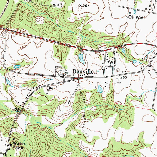Topographic Map of Danville, TX