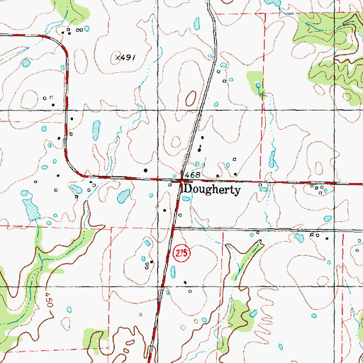 Topographic Map of Dougherty, TX