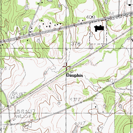 Topographic Map of Dauphin, TX