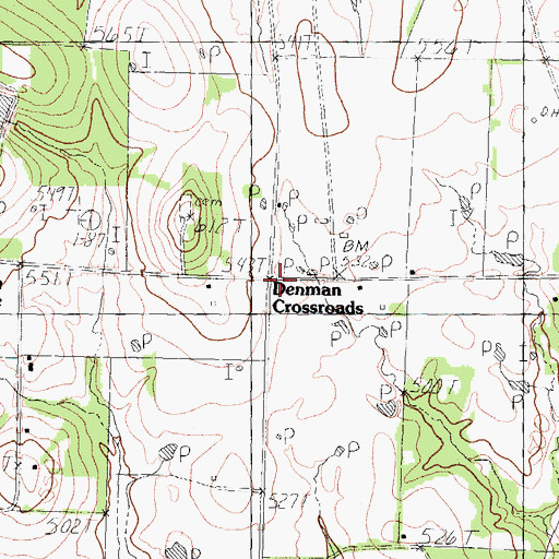 Topographic Map of Denman Crossroads, TX