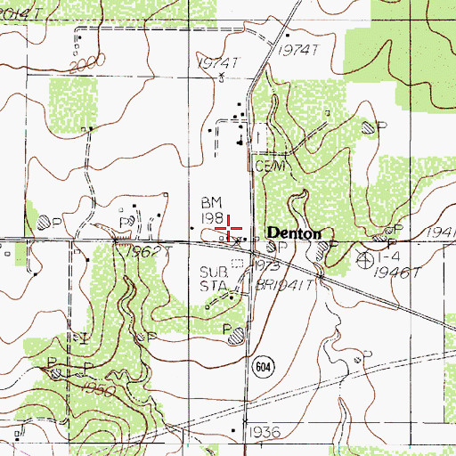 Topographic Map of Denton, TX