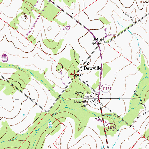 Topographic Map of Dewville, TX