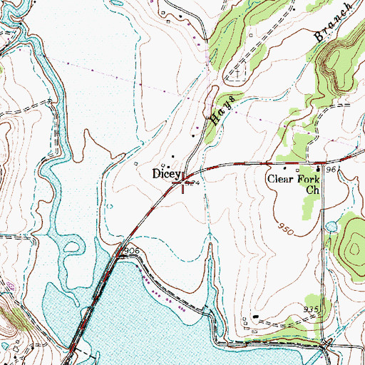 Topographic Map of Dicey, TX