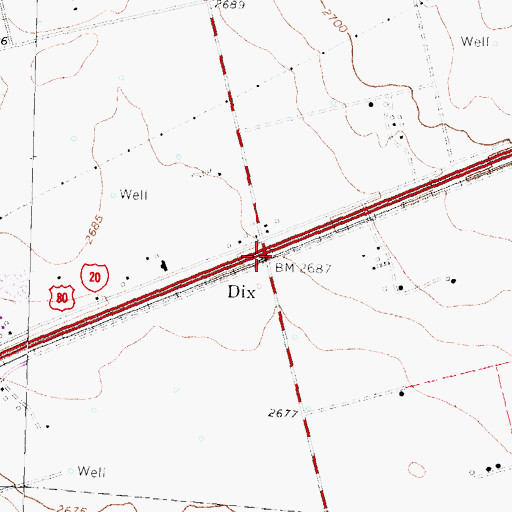 Topographic Map of Dix, TX