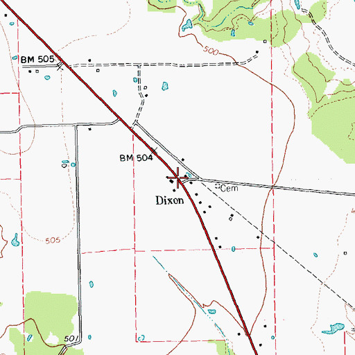 Topographic Map of Dixon, TX