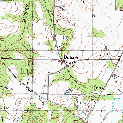 Topographic Map of Dotson, TX