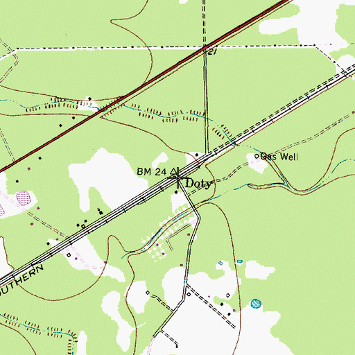 Topographic Map of Doty, TX