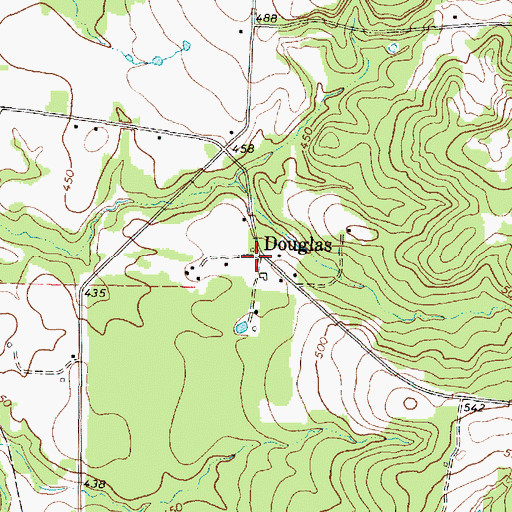 Topographic Map of Douglas, TX