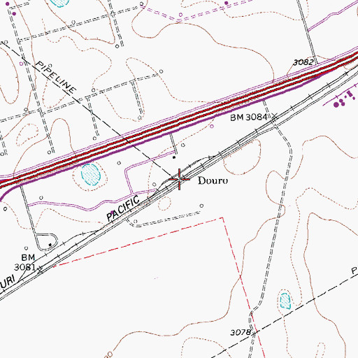 Topographic Map of Douro, TX
