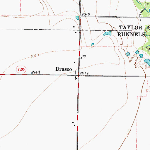 Topographic Map of Drasco, TX